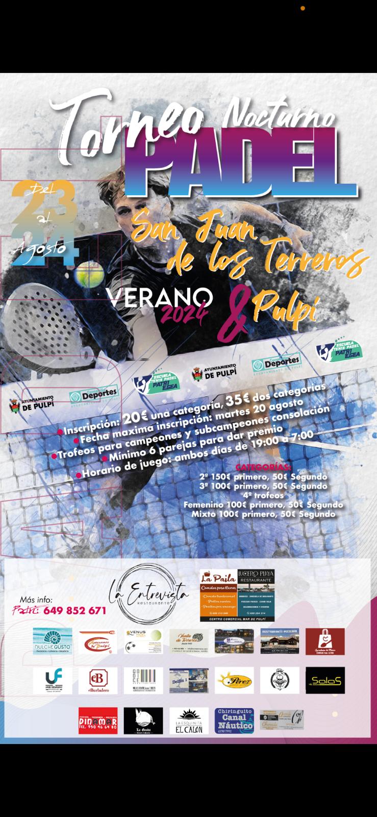 TORNEO DE PADEL 23 Y 24 AGOSTO EXPLAYATE 2024